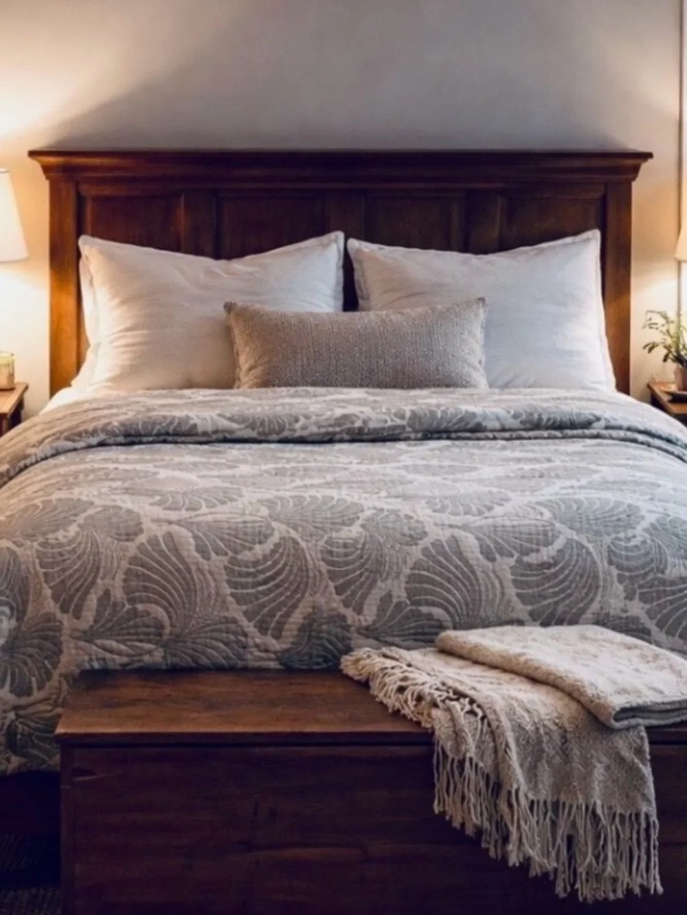 Greige Palms Quilted Woven Bedspread Luxury Blanket Woven Turkish Cotton Queen